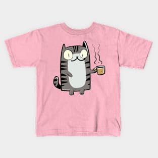 Cat with brew Kids T-Shirt